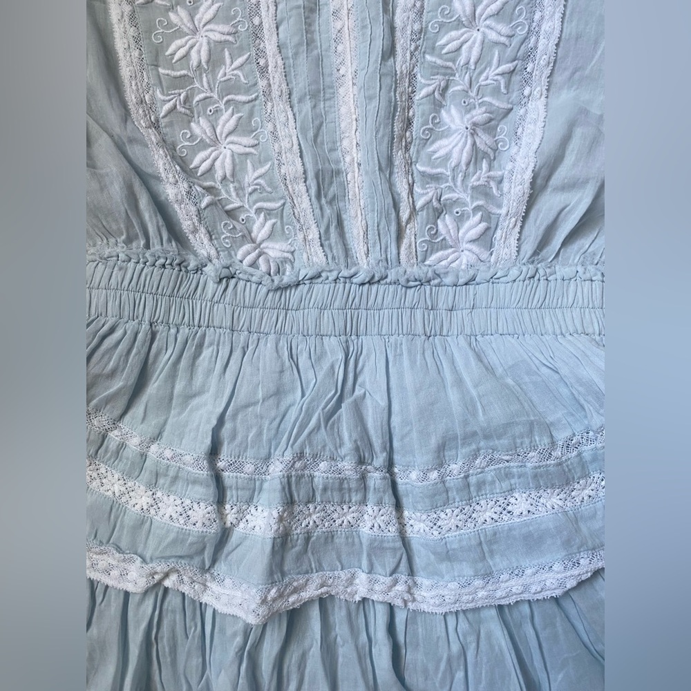 Loveshackfancy Light Blue Mini Ruffled Dress | M - image 5